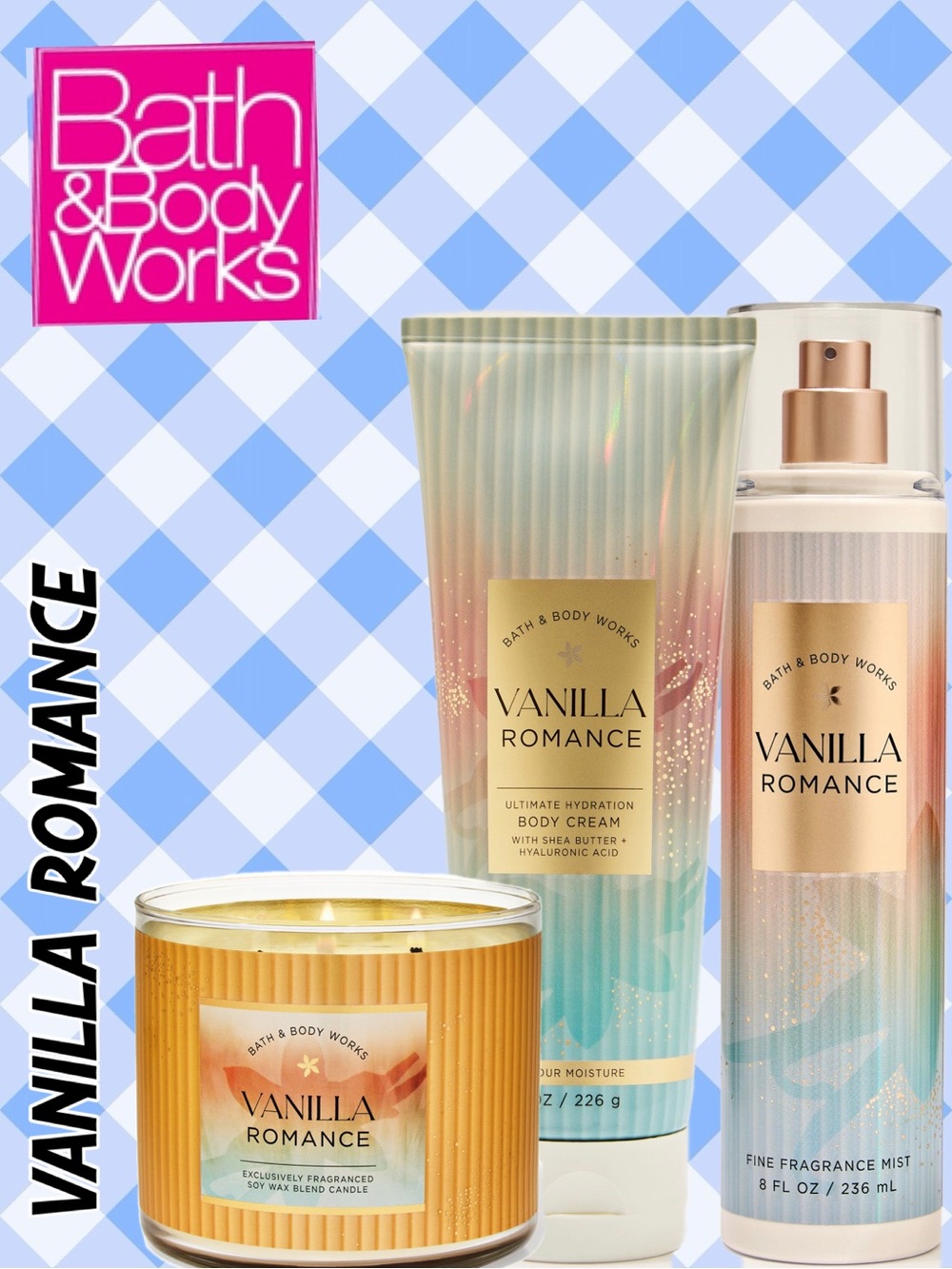 BATH & BODY WORKS 3pc Bundle - Vanilla Romance